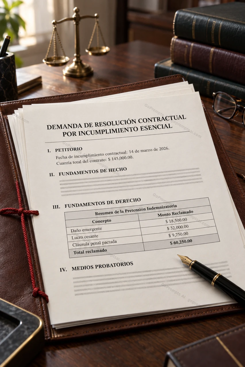 Demanda de incumplimiento contractual lista para presentar — Abogados de Derecho Civil