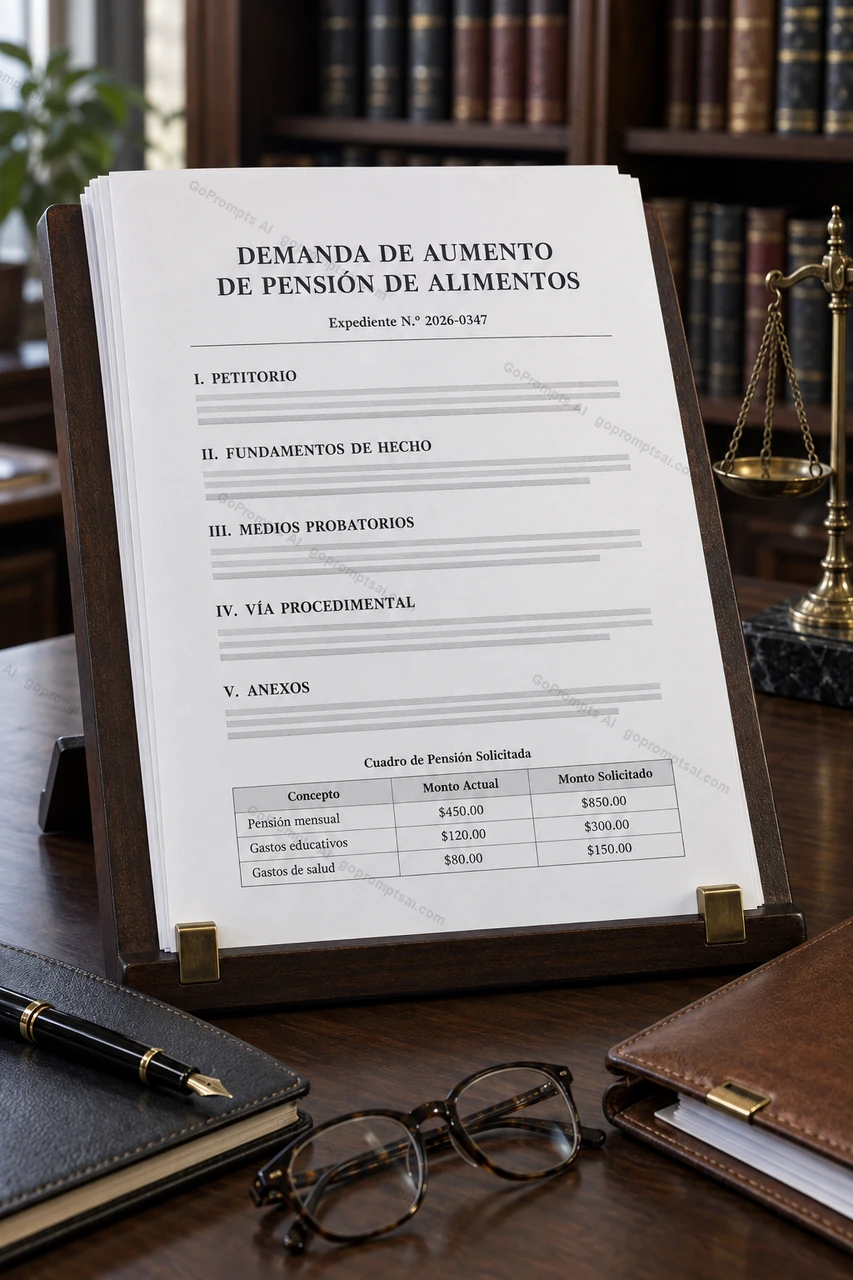 Demanda de aumento de pensión, lista para presentar — Abogados de familia