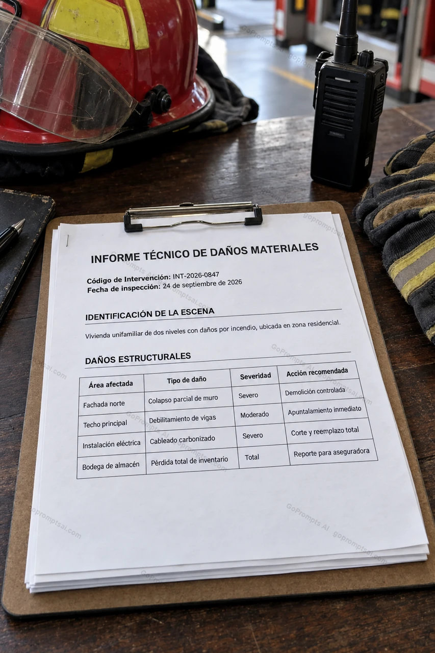 Technical damage report ready for insurance claims — Firefighters