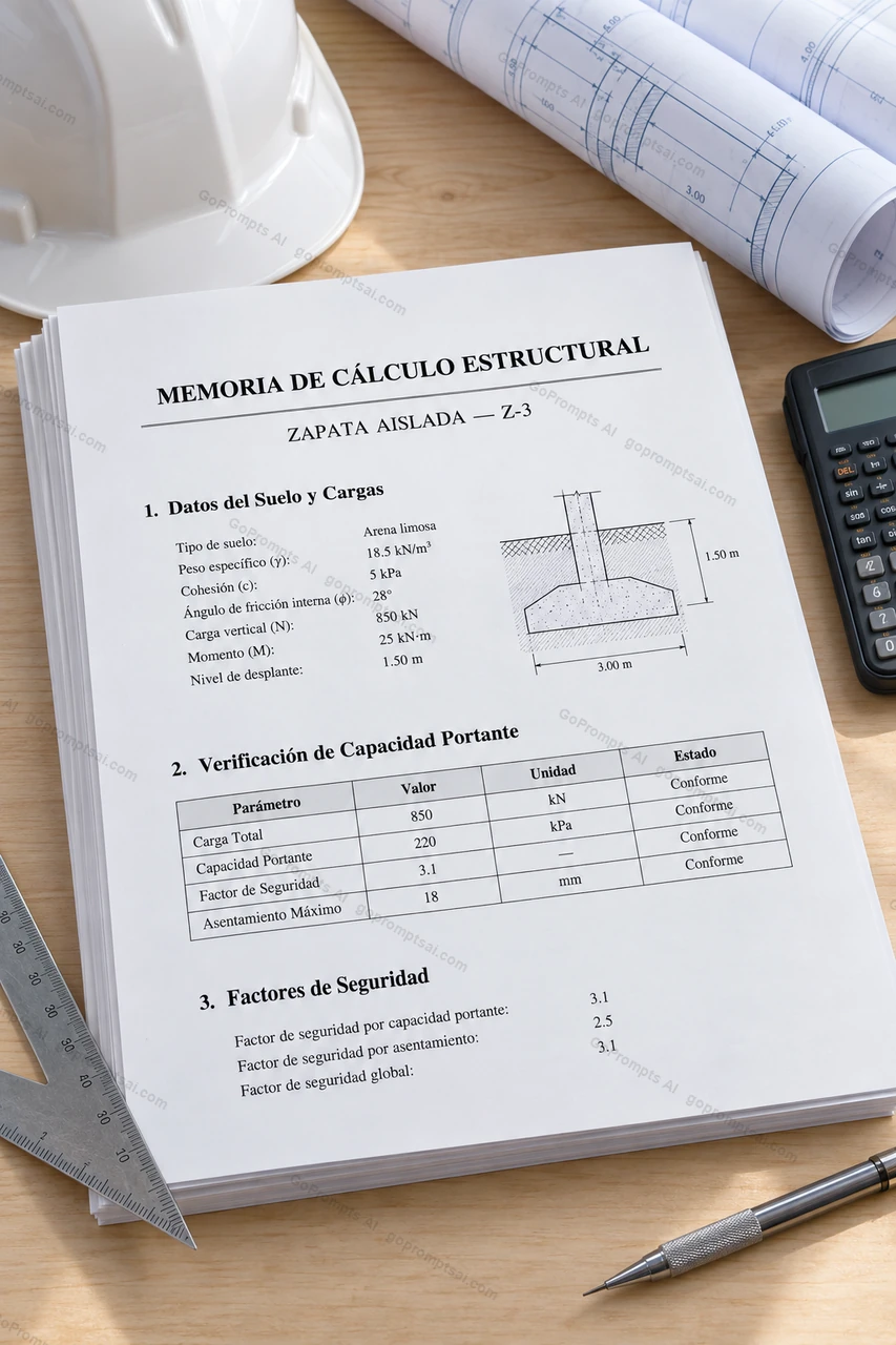Footing design calc report, ready to file — Cálculo de Estructuras