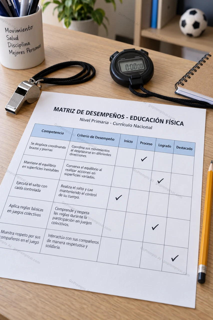Matriz de evaluación alineada al currículo, lista para usar — Educación Física