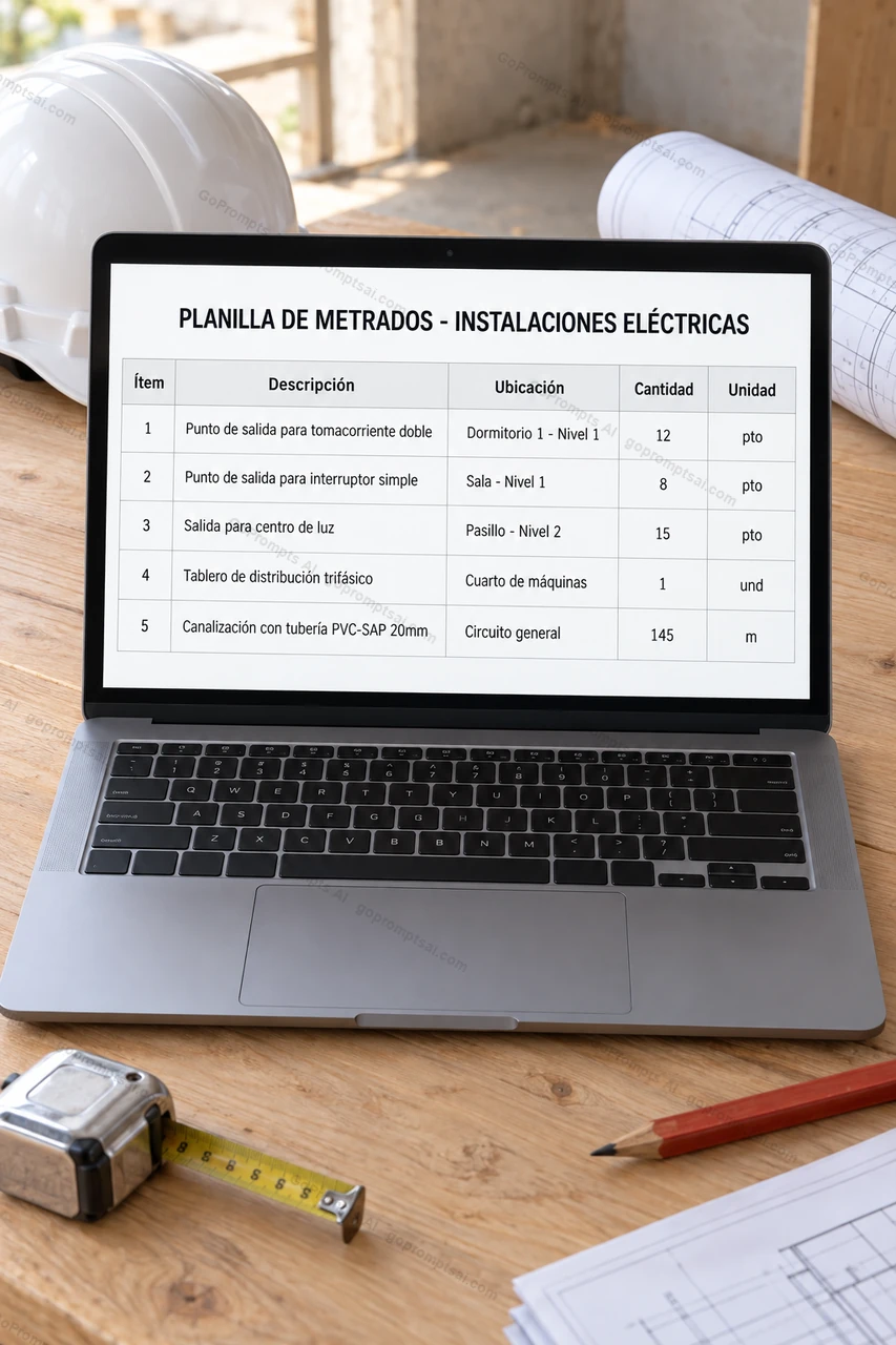Planilha de quantitativos elétricos pronta pro laudo — Expedientes Técnicos de Obra