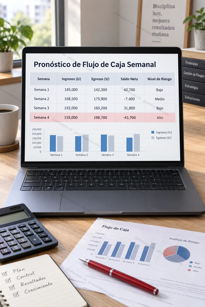 Pronóstico de flujo de caja semanal, listo en minutos — Gestión de riesgos