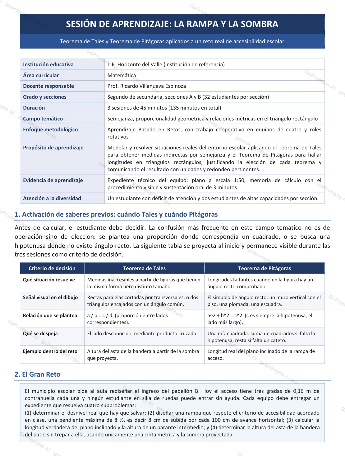 Sessão de aprendizagem com propósito e saberes prévios — Matemática para Professores