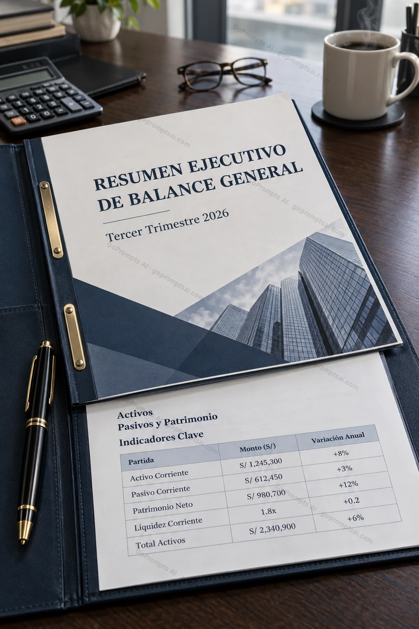 Resumen ejecutivo del balance, listo para presentar — Administración