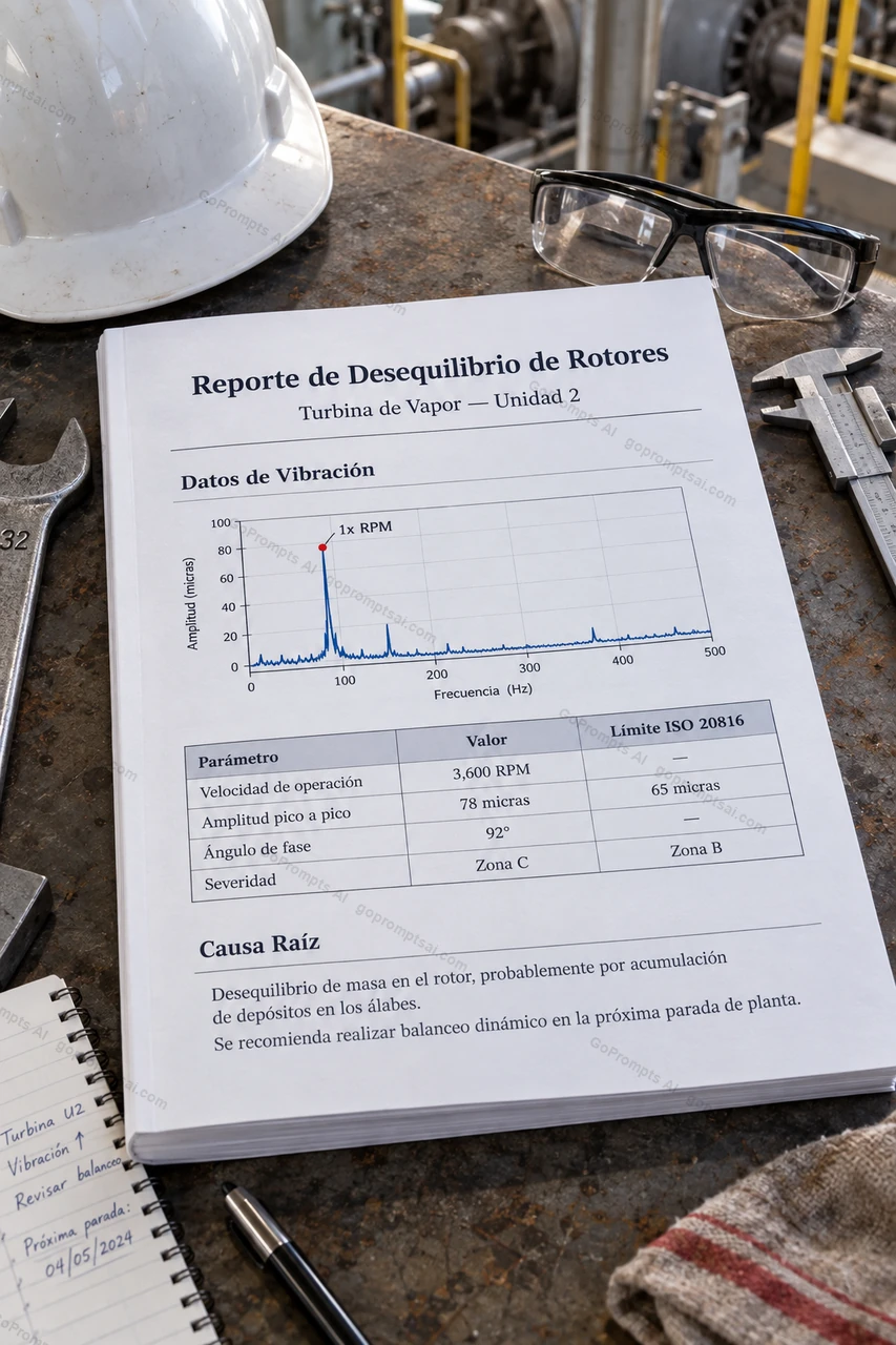 Informe de vibración de rotores, listo para reportar — Ingenieros Mecanicos