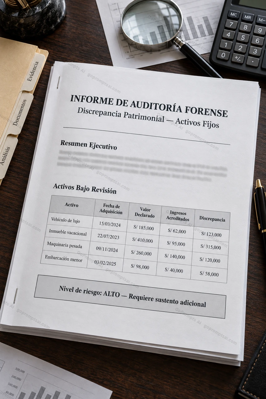 Audit report: assets vs. declared income gap — Tax Audit and Supervision