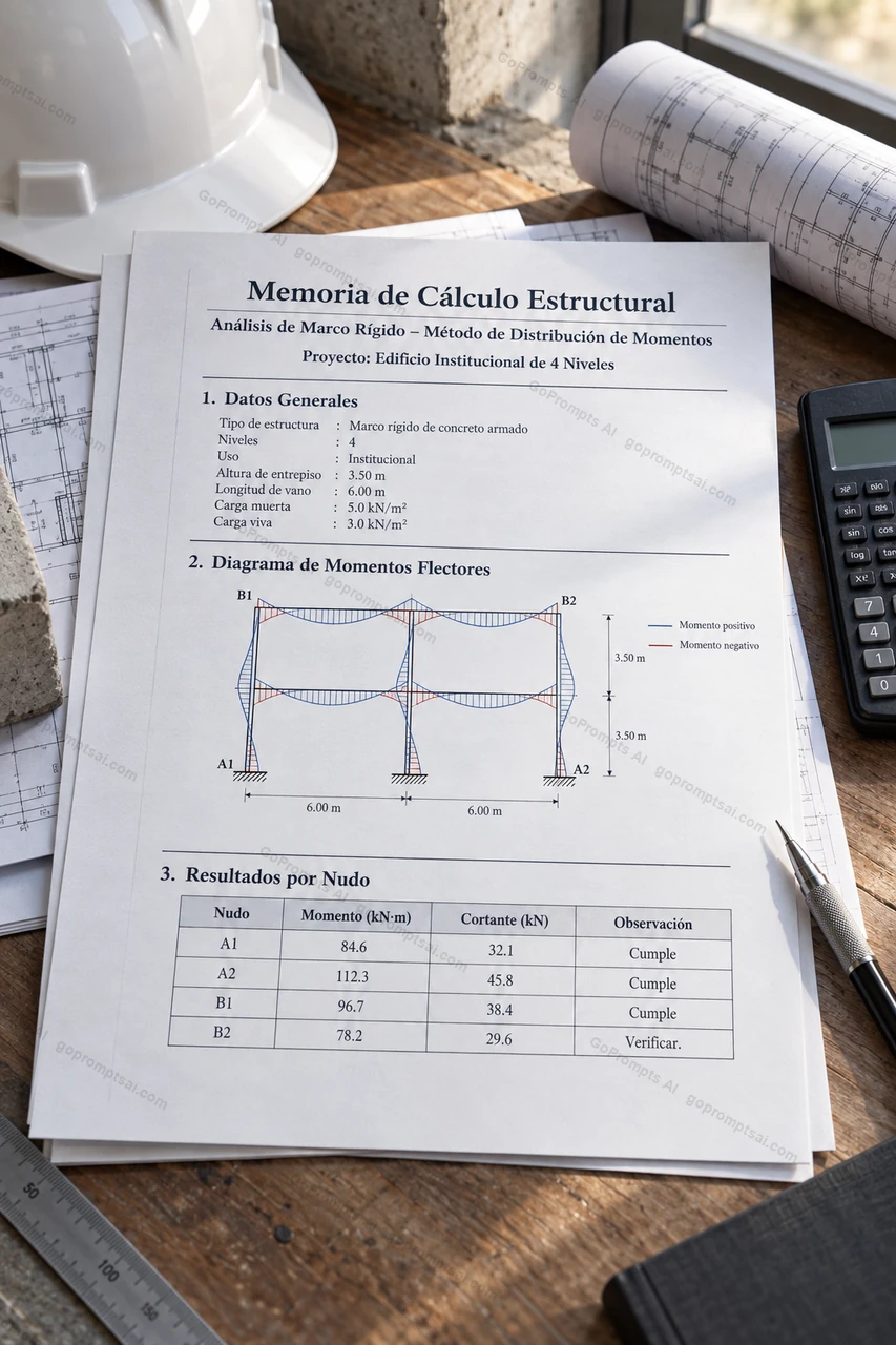 Memoria de cálculo estructural de un marco rígido — Ingenieros Civiles