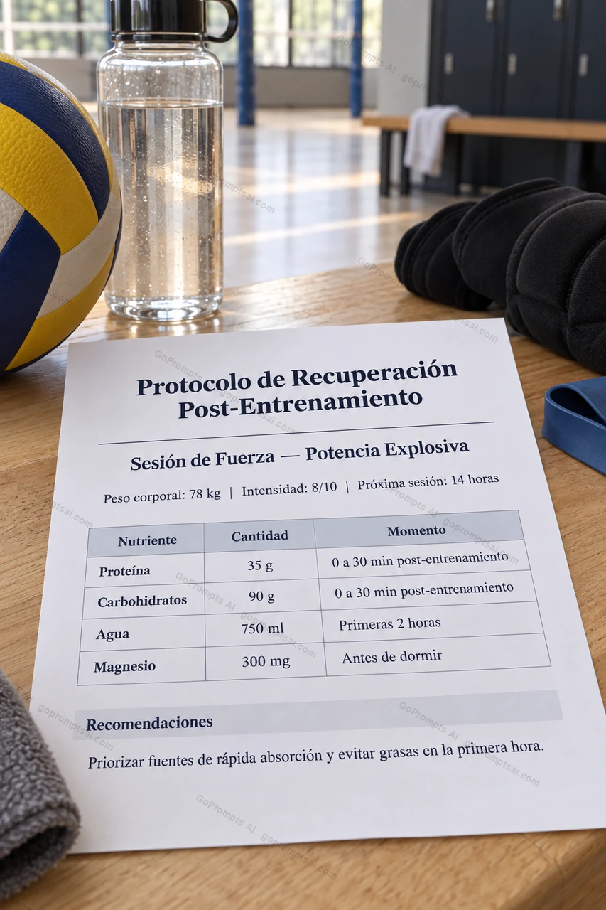A ready-to-print post-training recovery protocol — Volleyball players