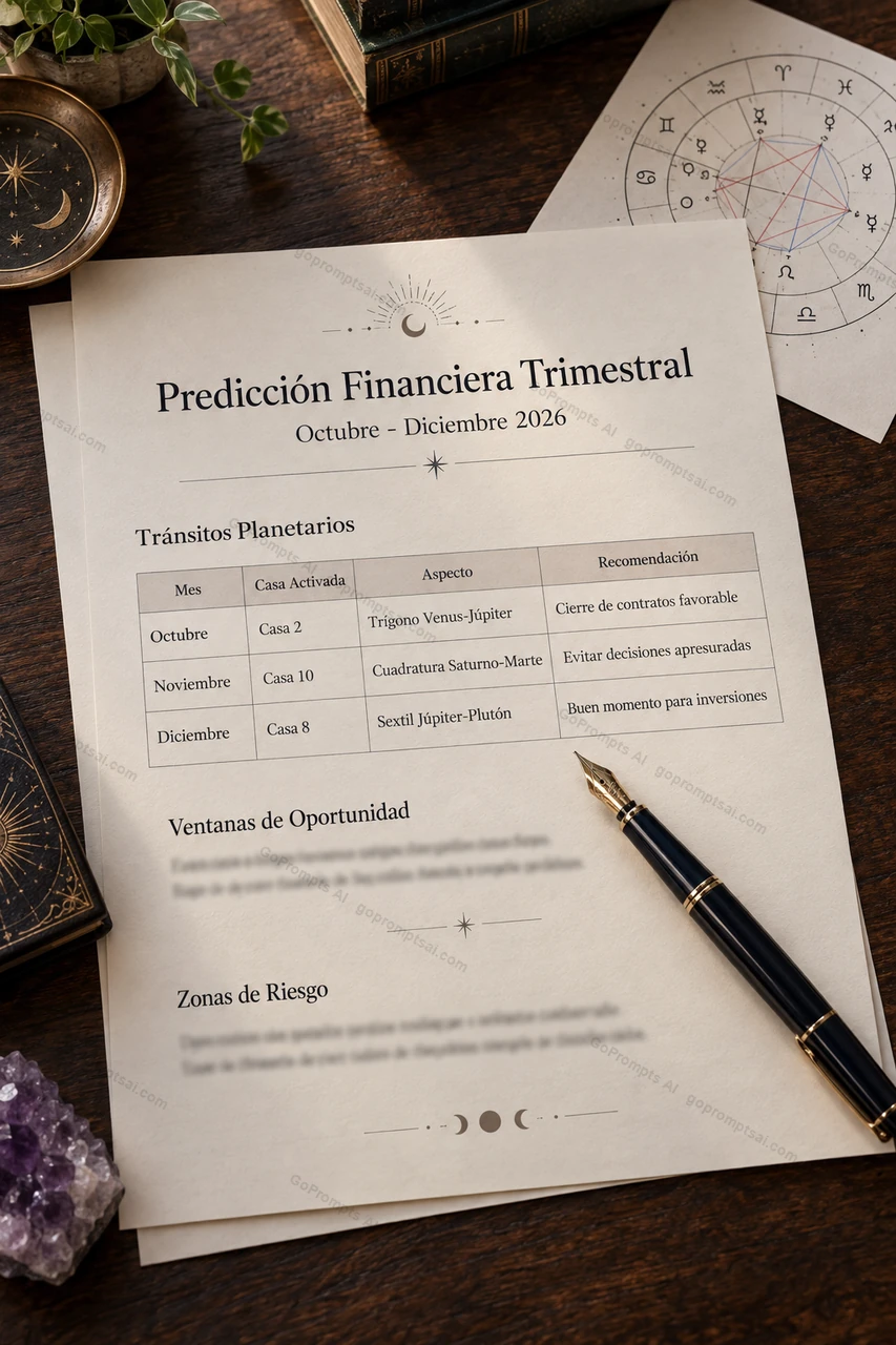 Tu informe financiero según tránsitos, listo para imprimir — Tarot y Astrología