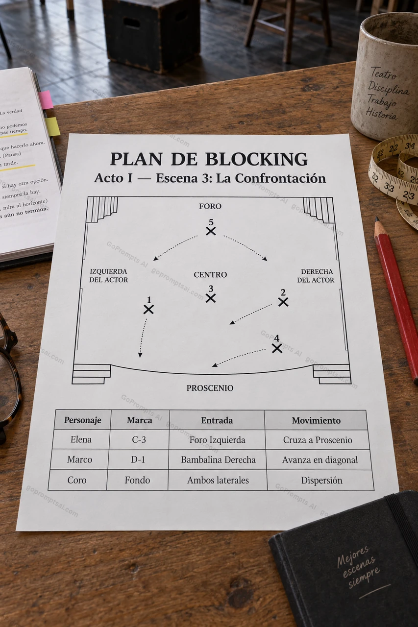 Tu plan de blocking listo para el ensayo — Teatro