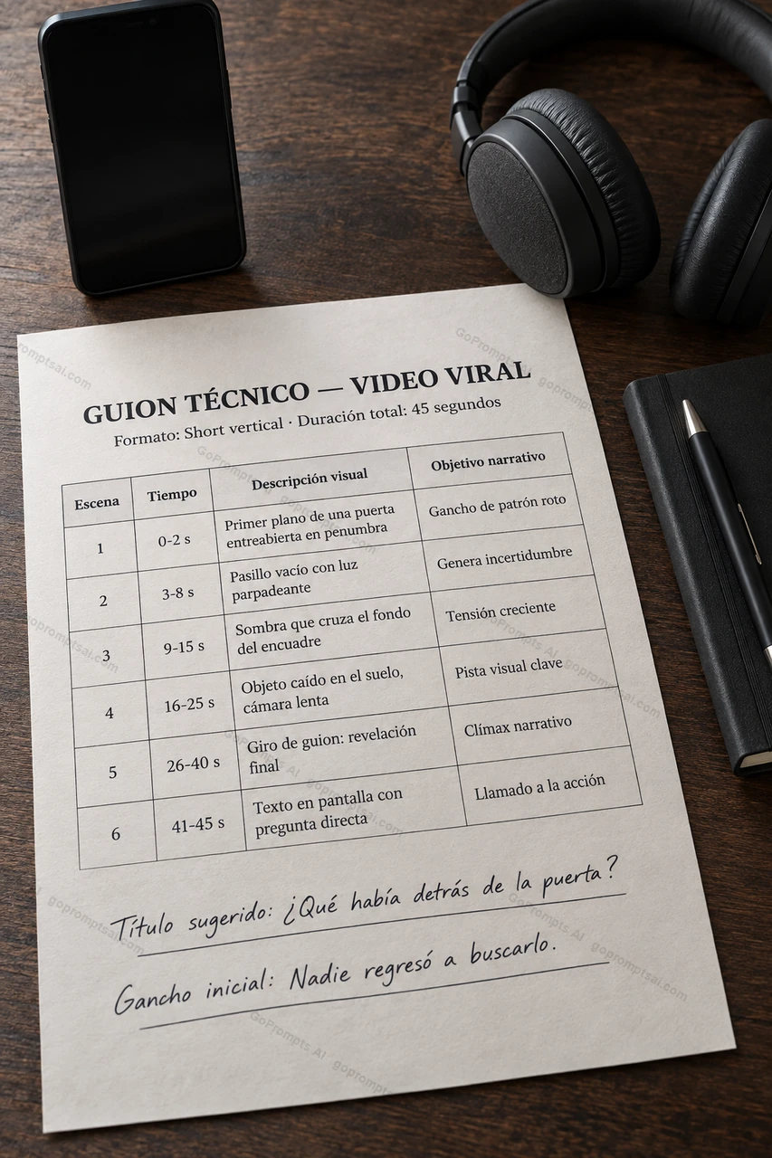 El guion completo de tu video viral, escena por escena — Video Viral con IA
